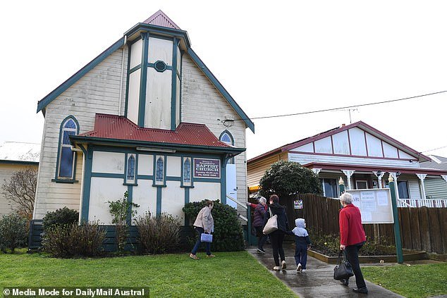 Mr Wilkinson was the sole survivor of a deadly mushroom luncheon held at Erin Patterson's home on July 29, 2023.  Pictured is Korumburra Baptist Church in eastern Victoria.