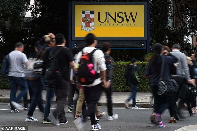 Education is Australia's fourth largest export after coal, iron ore and natural gas, worth $26.6 billion a year (pictured are students from outside the University of New South Wales)