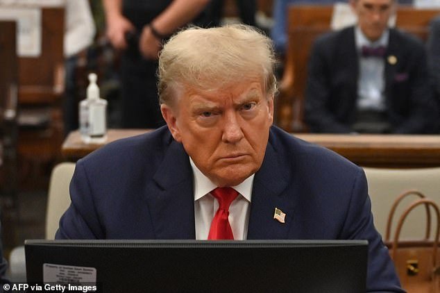 Former President Trump sits in court in October 2023. His new joint fundraising committee Trump 47 sends money to Trump's campaign and leadership PAC before the money goes to the RNC and state parties
