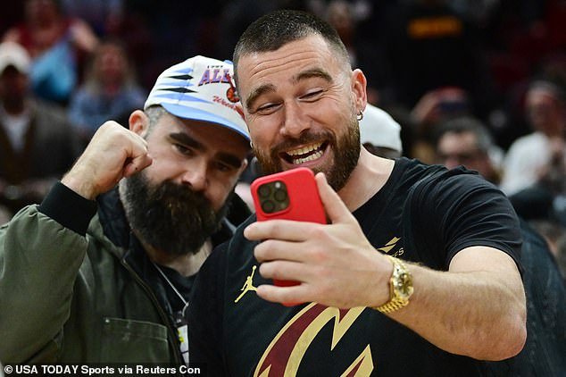Travis and Jason Kelce were spotted together in public at a Cleveland Cavaliers game last month
