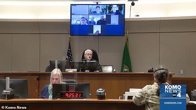 Jones and the victims' families appeared in court via video link on Monday