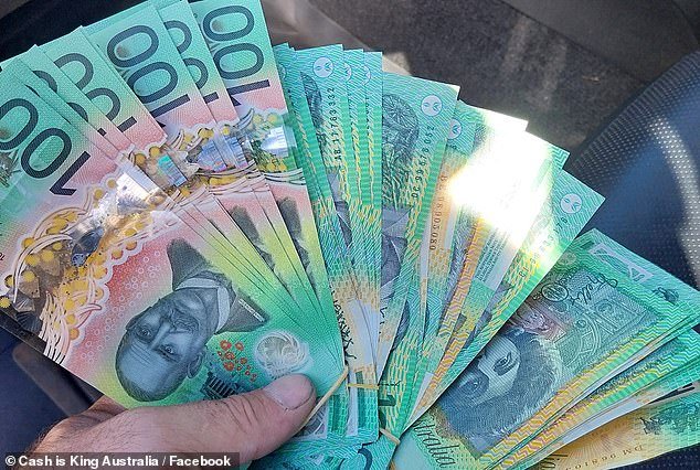 Dozens of customers showed off the money they withdrew from ATMs in social media posts (pictured)