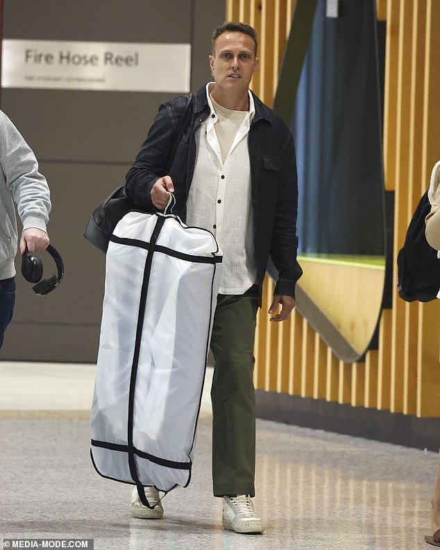 Matt 'Shirvo' Shirvington was photographed walking through the airport.  Pictured