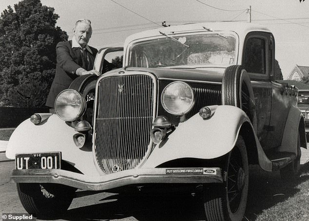 WiFi connections, the ute, Victa lawn mowers and the Hills Hoist washing line are among Australia's best-known inventions over the past 90 years (pictured is a 1934 Ford 'coupe utility' with designer 'Lewis' Bandt)