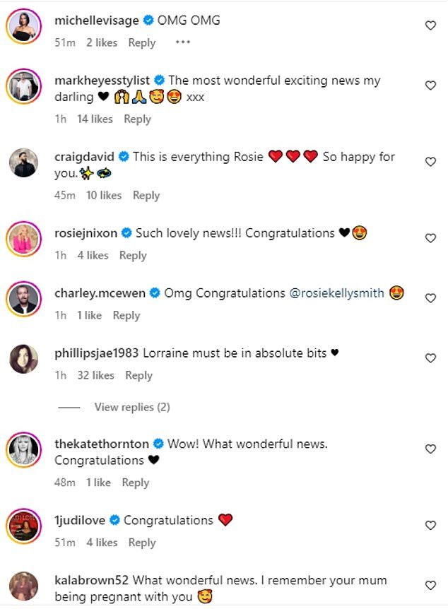 Fans and famous friends rushed to the comments section to congratulate the TV veteran's daughter