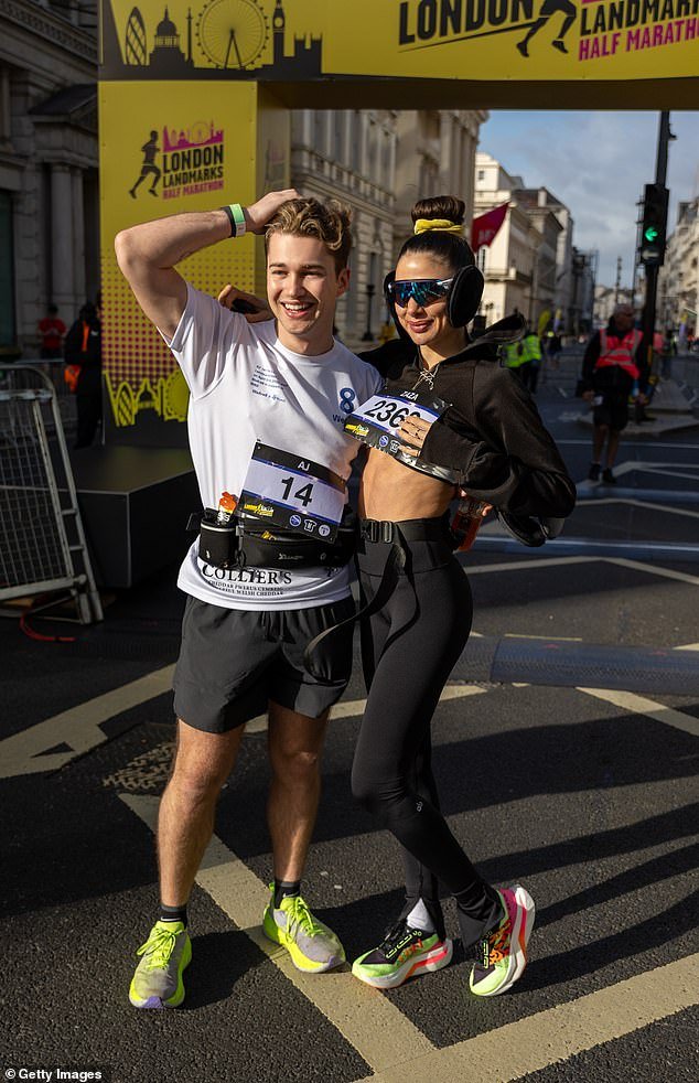 AJ Pritchard, 29, and his beloved girlfriend Zara Zoffany looked beyond in love as they posed for a photo together before the race
