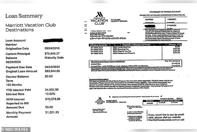 Jamey and Misty reportedly charged nearly $200,000 in tuition and fees for two of their daughters on credit cards taken out in the fire department's name - a document detailing the vacation costs is shown here
