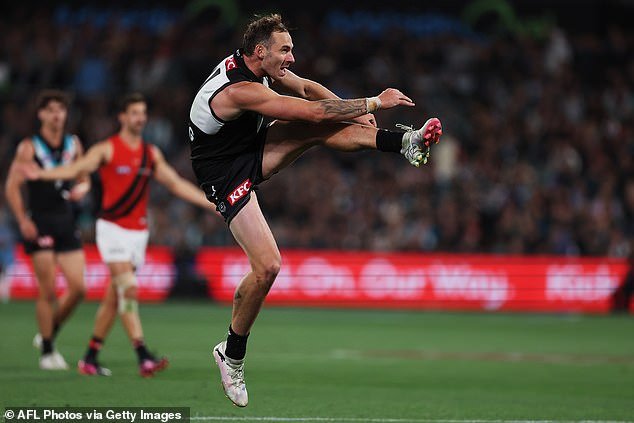 Finlayson (pictured) used the slur during Port's win over Essendon on Friday evening.  He apologized to the victim after the match and is now being punished by the AFL