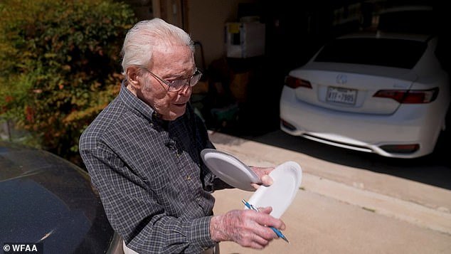 105-year-old LaVerne Biser saw a dozen solar eclipses with his late wife Marion, who died last year.  This will be the first one he sees without her.
