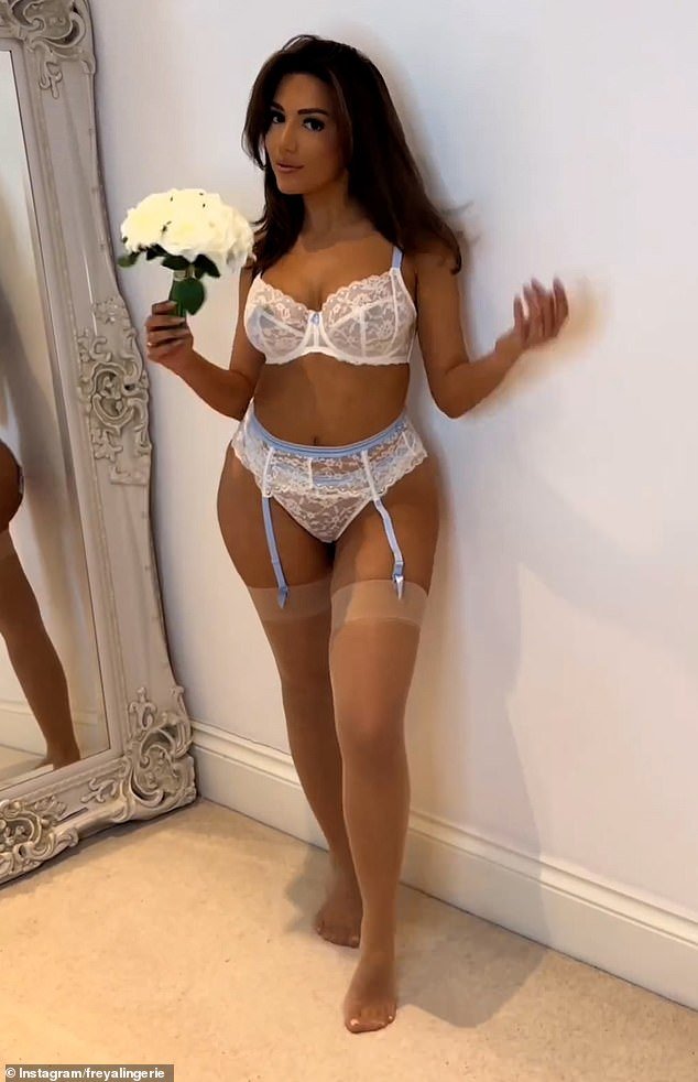 In a clip shared with Freya Lingerie on Instagram on Wednesday, soon-to-be-wed Tanyel showed off her incredible figure in a bridal set