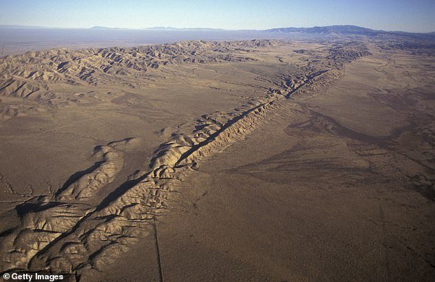 The San Andreas Fault, seen here on Southern California's Carrizo Plain, runs for hundreds of miles across the state and is the site of relatively frequent earthquakes.