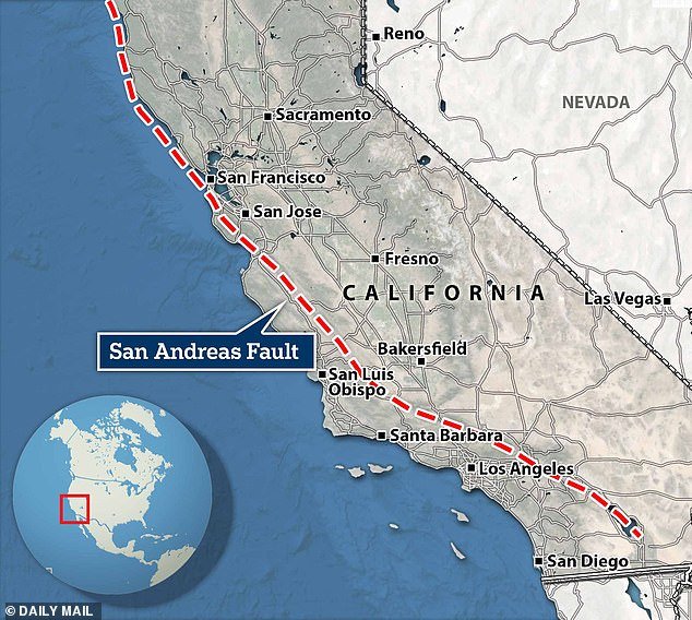 A new study has found that earthquakes occur about every 22 years on the Parkfield portion of the fault in central California, which runs through Eureka and ends just past Palm Springs.