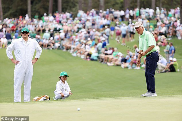 He looks at his grandfather – who won the green jacket in 1984 and 1995 – on the green
