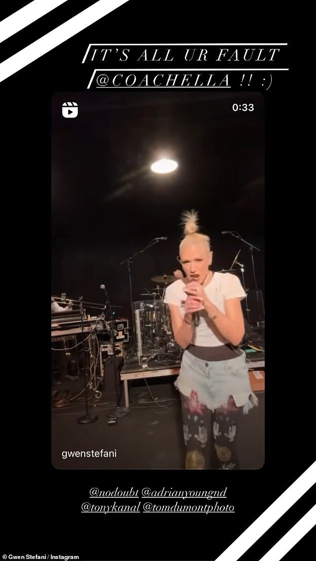 Stefani has shared clips of the band rehearsing some of their hits ahead of the first reunion show on Saturday, April 13