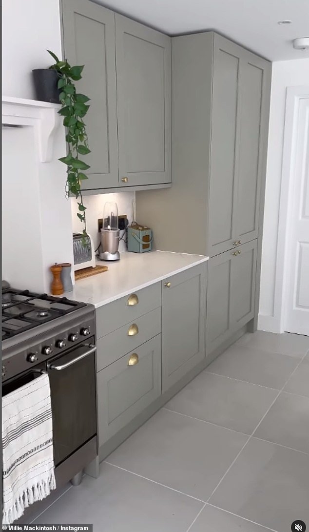 Millie has previously shared beautiful photos of the shaker-style kitchen