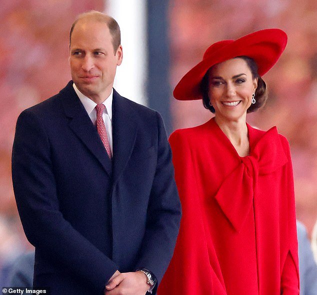 Avid football fan William, who supports the Birmingham team, became president of the FA in 2006 and regularly attends England matches and the FA Cup final.  Pictured is the Prince and Princess of Wales in November 2023