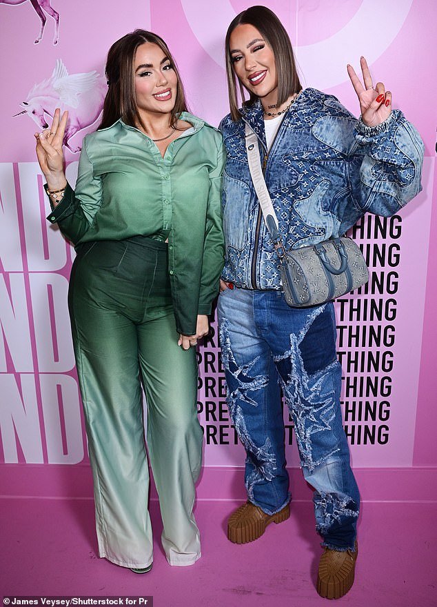 Demi looked cool in a double denim number and statement brown boots and Frankie wore a mixed green number