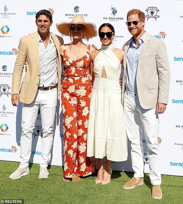 Harry and Meghan were joined at the event by Nacho – known as the 'David Beckham of polo' and his wife, Argentinian socialite Delfina Blaquier