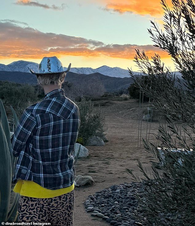 She took to Instagram to share a gallery of photos from a rave in Pioneertown, California, tagging John in one shot (pictured)