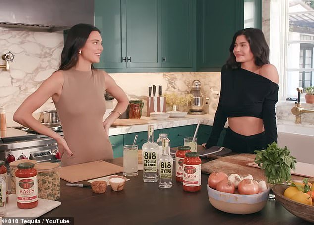 She recently promoted the brand while cooking pasta for Valentine's Day with her sister Kylie