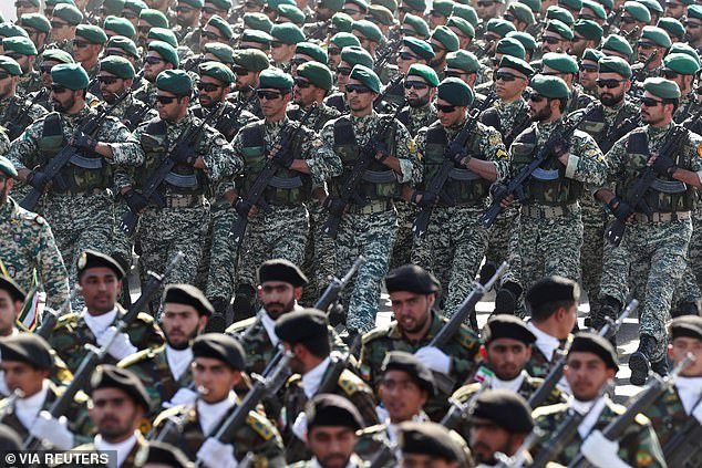 Members of the Iranian Armed Forces march during the annual military parade in Tehran, Iran, September 22, 2023