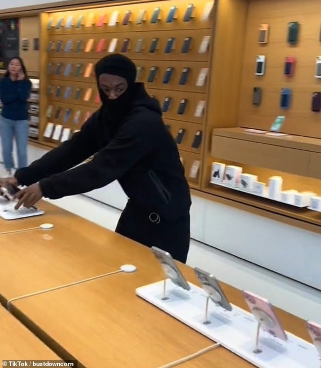 An Apple store in Oakland was robbed earlier this week by a customer who snatched several iPhones from their stands.  The Bay Area city has become synonymous with rising crime and prosecutors appear unable to tackle it
