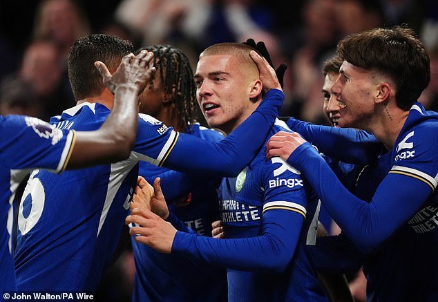 The 20-year-old Blues academy star was mobbed by his teammates after scoring against Everton