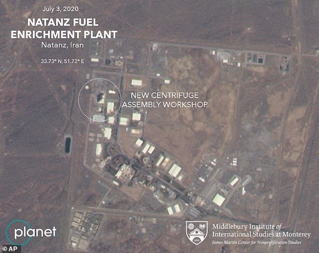At Natanz, Iran could develop an enrichment facility powered by advanced centrifuges capable of producing multiple nuclear weapons without detection.  If completed, the Natanz facility could be impervious to Israeli and even American bombs.  (Above) July 3, 2020 satellite photo of the Natanz facility