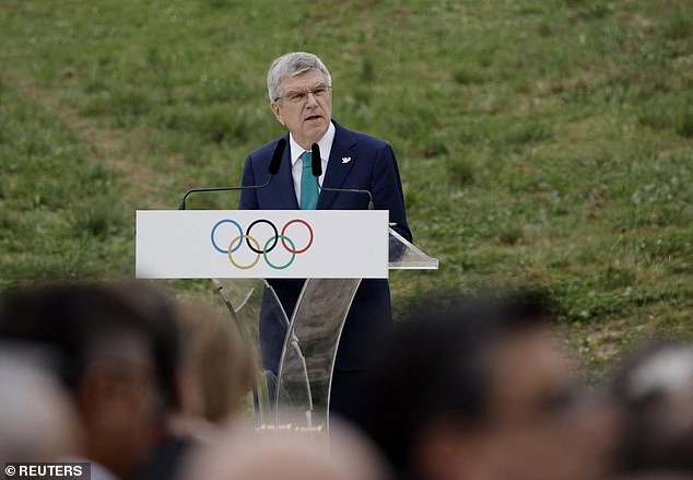 IOC President Thomas Bach spoke during the torch lighting ceremony in Greece