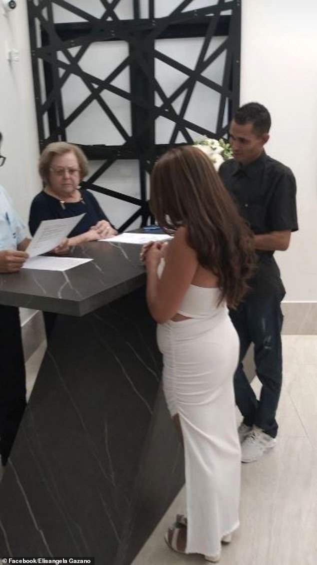 Hours before tragedy struck, Elisangela had posted a photo on social media, showing off the paperwork in a white wedding dress.