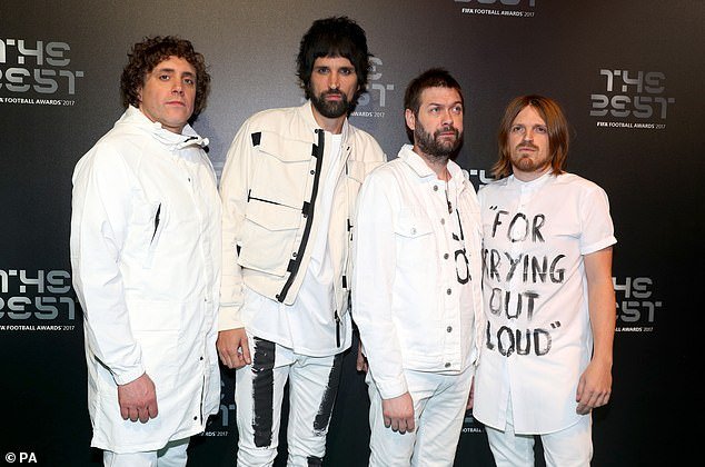 Pizzorno (second from left) and Kasabian have a great affinity with football.  Pictured: at the FIFA The Best Awards in 2018