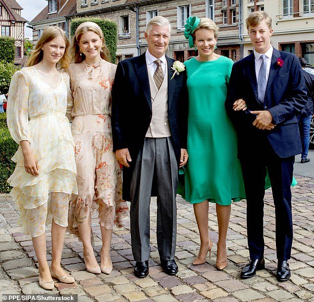 Eléonore is the youngest child of King Philippe and Queen Mathilde, who are also parents to Princess Elisabeth, 22, Prince Gabriel, 20, and Prince Emmanuel, 18 (pictured together without Gabriel)
