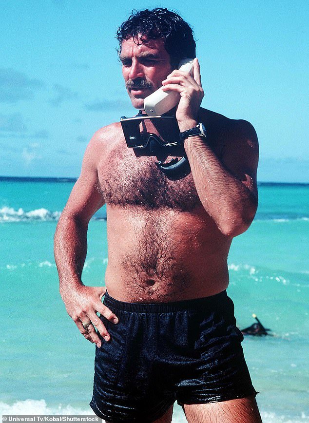 Selleck in his hit show Magnum PI, which ran from 1980 to 1988