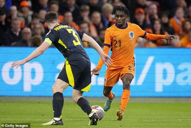 Frimpong played twice for the Netherlands, including against Scotland in March