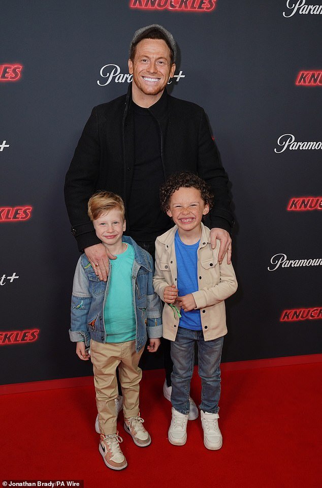 Joe Swash was also at the premiere, along with his son Rex, four, and another friend