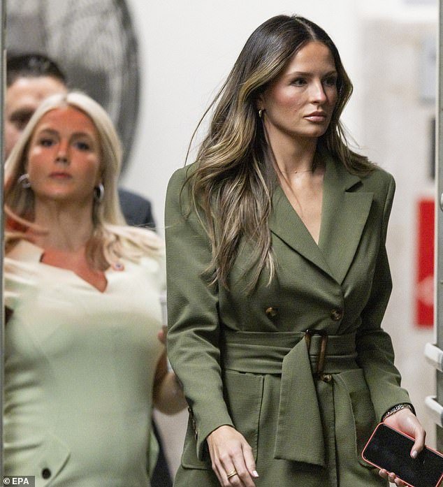 Margo, 28, who bears a striking resemblance to the former president's wife Melania, arrives on the second day of Donald's trial in Manhattan