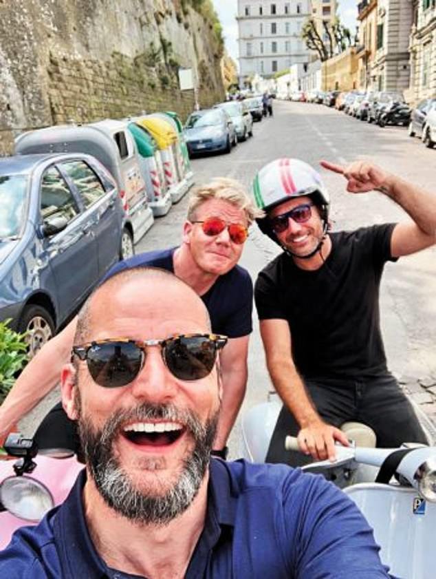 However, ITV appears to have ironed things out with the Italian chef and they are heading back to the Alps next month to resume filming (Gino pictured with Fred and Gordon Ramsay)
