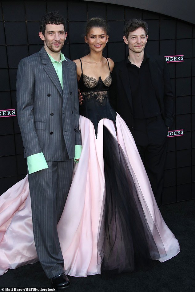She was joined by her hunky co-stars Josh O'Connor and Mike Faist