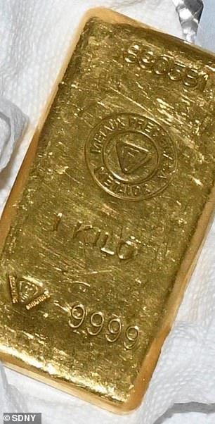 Images of the gold bars seized from Menendez's home during the investigation