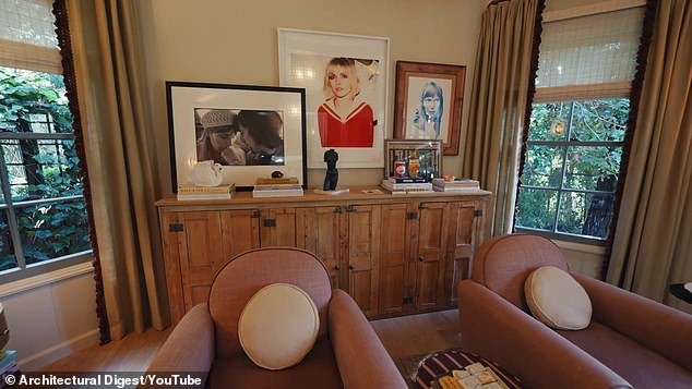 Roberts also pointed out her “Joni Mitchel Shrine” to Architectural Digest