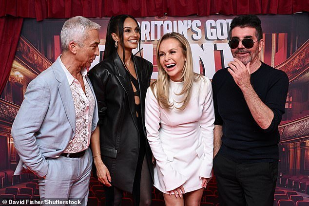 However, this year Alesha, Bruno, Ant and Dec, Simon Cowell and Amanda Holden will each get the chance to choose two contestants to gift the buzzer to (Bruno, Alesha, Amanda and Simon pictured on Tuesday)