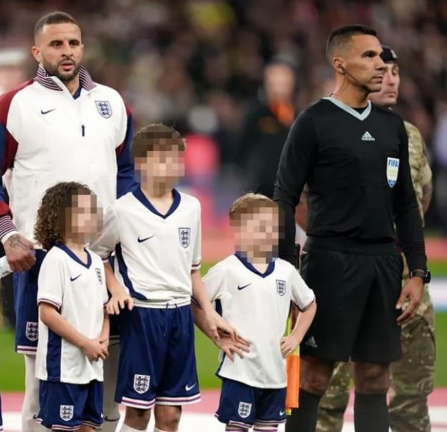 Kyle's three sons ran to Wembley as mascots when England played Brazil last month