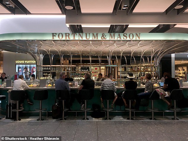 Heathrow's bustling terminals offer everything from traditional English pubs, such as the Prince of Wales, to fine dining restaurants such as Fortnum & Mason (pictured)