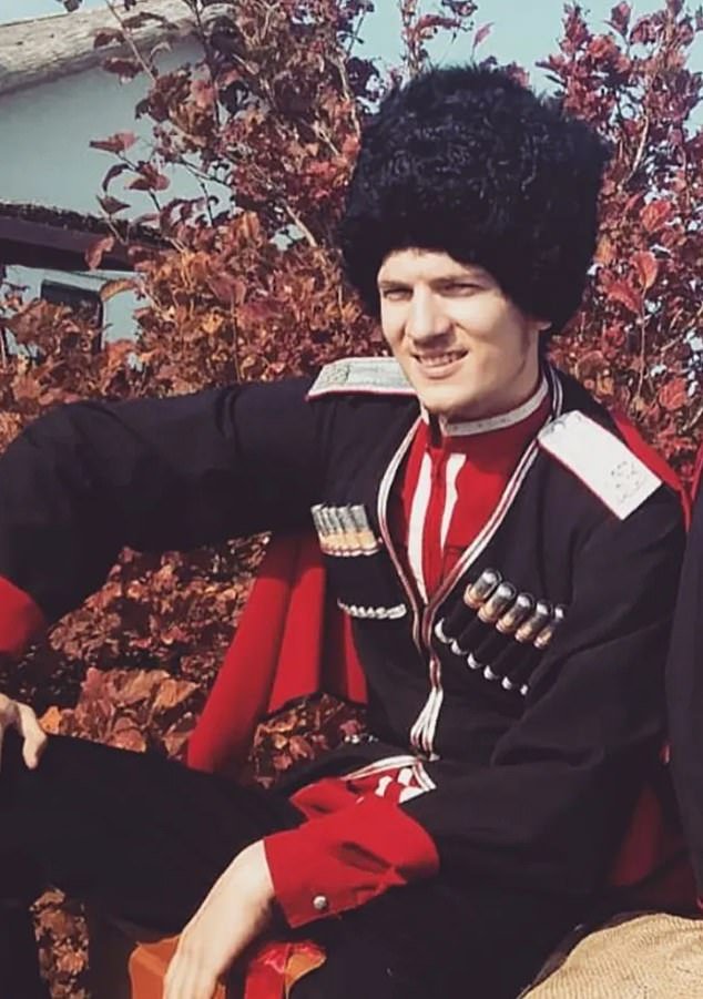 David was born in southern Russia and seems proud of his roots.  He poses in national dress while participating in youth choirs and military attire, including black boots and a bearskin hat.
