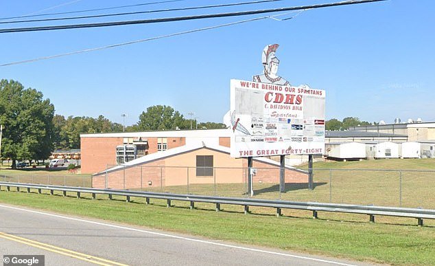 His comment reportedly offended another student, who physically threatened McGhee, leading to the involvement of school authorities at Central Davidson High School in Lexington, North Carolina (pictured)