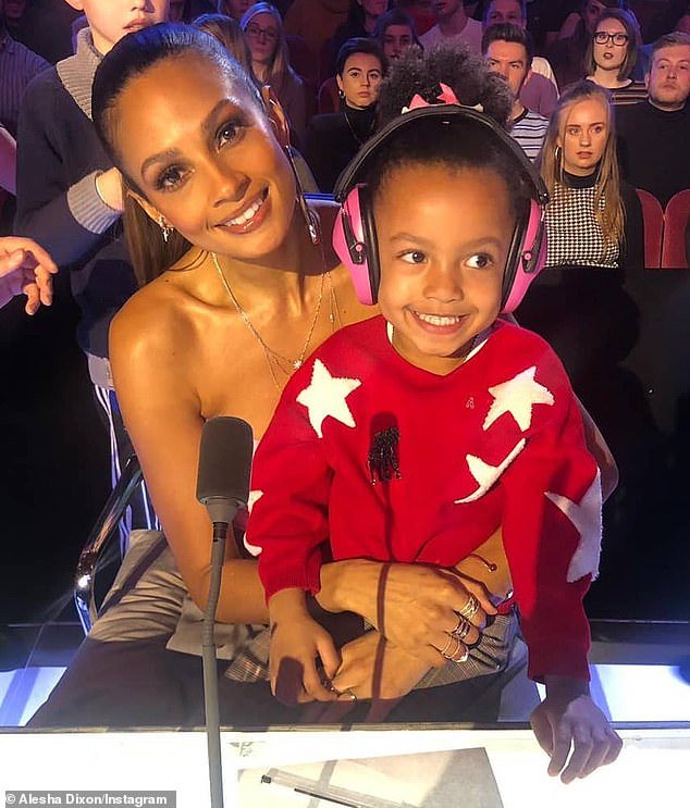Alesha Dixon's daughters Azura Sienna and Anaya Safiya are also part of the fun, with the judges' offspring forming their own mini alliance (pictured in January 2019)