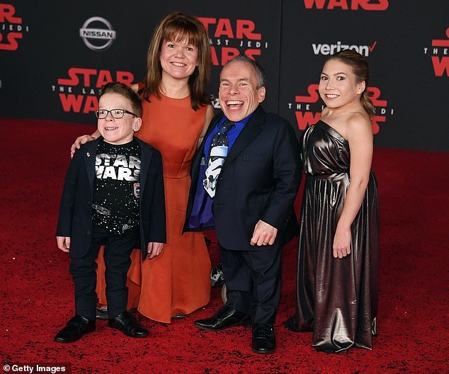 Warwick and Samantha Davis with their children Harrison and Annabelle at the 2017 California premiere of Star Wars: the Last Jedi
