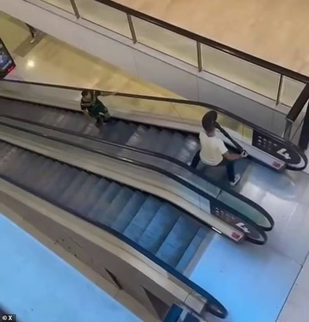 Frenchman Damien Guerot went viral after footage of him looking at Cauchi at the top of an escalator while holding a bollard went viral