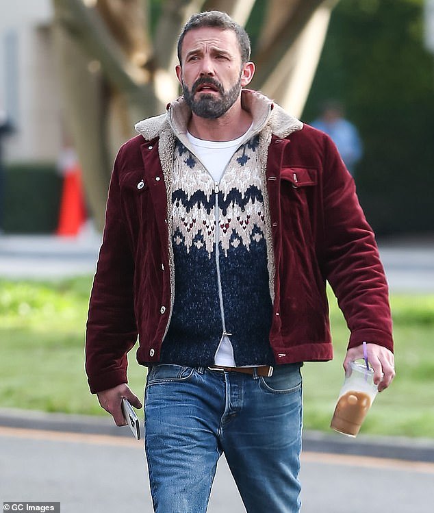 The Ben we are used to!  Normally, Affleck has gray hair and a full beard;  seen in January