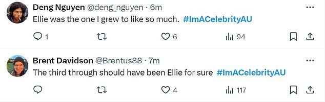 Fans took to X - formerly known as Twitter - to share their shock after fan favorites Ellie and Brittany were eliminated from the South African jungle